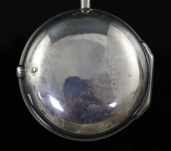 George Graham, London, a George III silver pair-cased keywind cylinder pocket watch, No. 6144, circa 1744,